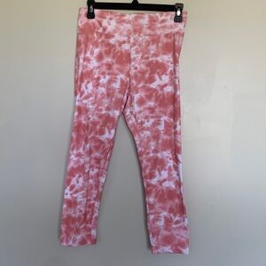 Pink Tye-Dye Leggings, calf-length